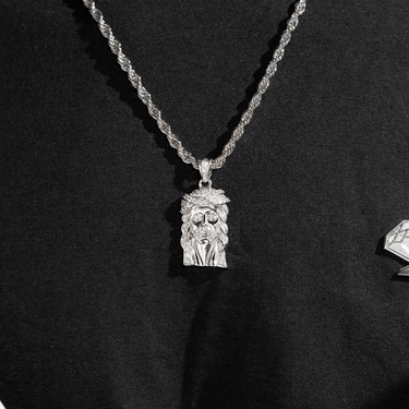 14K White Solid Gold Small Mens Diamond Jesus Head Pendant 1.06 Ctw